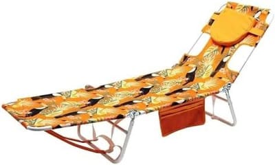 Strandstoel Rugzak - Opvouwbaar Campingbedje - Ontspannen in de zon - Met handige opbergvakken - 102 kg draagkracht - Oranje Vogel