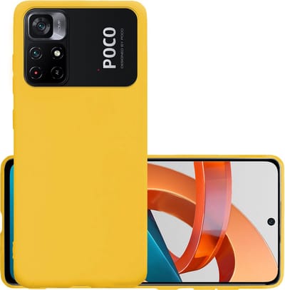 Hoesje - Geschikt voor Xiaomi Poco M4 Pro 5G - Sterk & Shockproof - Hoes Cover - Siliconen Case - Geel