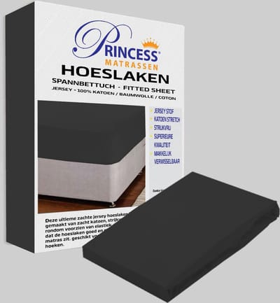 Het Ultieme Zachte Hoeslaken- Jersey -Stretch -100% Katoen -1Persoons-90x200x30cm-Antraciet