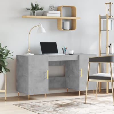 vidaXL - Bureau - 140x50x75 - cm - bewerkt - hout - betongrijs