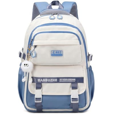 Schooltassen voor middelbare schoolmeisjes Mode Grote Capaciteit Reisrugzak Zwart en Wit Lichtgewicht Rugzak voor College Studenten blauw