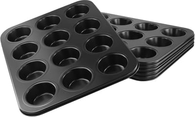 Muffinbakjes 6 Stuks - Cupcake Vormen - Bakken Thuis - Antiaanbaklaag Koolstofstaal - 35 x 26 cm - Zwart