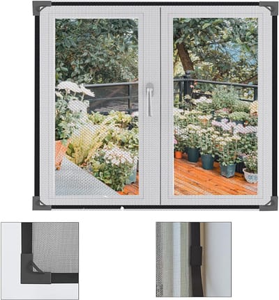 Universeel magnetisch insectenhor voor ramen - 130 x 150 cm - Nanopolypropyleen gaas - Houdt muggen en vliegen effectief buiten - Inclusief montageset - Insectenhor voor ramen - Zwart gaas en zwart frame - Raamhor