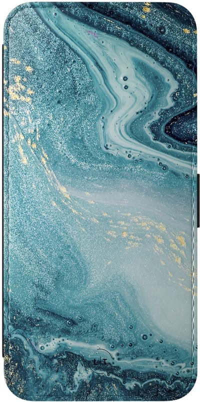 Leuke Telefoonhoesjes - Hoesje geschikt voor Samsung Galaxy A56 bookcase leer - Marmer blauw - Marmer blauw - Wallet Case met pasjeshouder - Print / Illustratie - Blauw