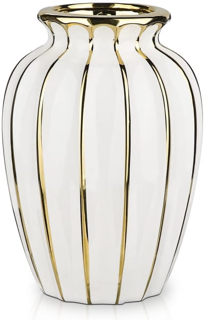 Dailygoods - Oairse Moderne Vaas voor Bloemen 20 cm Goud Wit Keramische Bloem Vaas Voor Decoratieve Bruiloft Thuis Vazen Decor Tafel Centerpieces Schoorsteenplank Kantoor Woonkamer Slaapkamer Decoratie