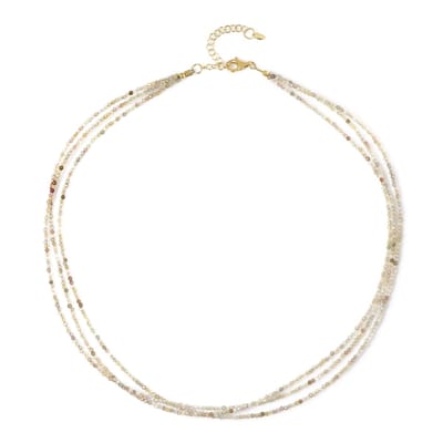 Cavill - Zilveren Halsketting - 925 Sterling Zilver - Kanariegele Zirkonen 44,375 ct - Verstelbare Ketting 45-50 cm - Modern Driestrengs Design