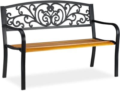 tuinbank metaal - 86,5 x 127 x 59 cm - 2 persoons - balkon - parkbank - bruin-zwart