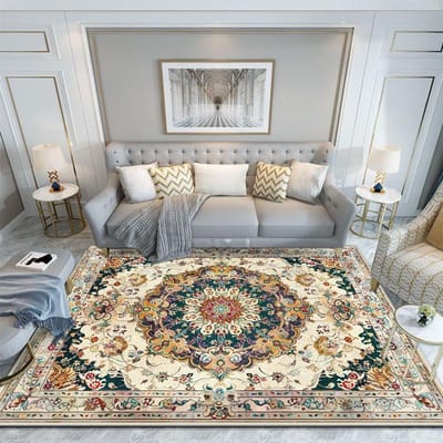 Bohemian Antislip Tapijt voor Woonkamer Pluizig Kantoor Gamingkamer Vloerkleed Bloemenpatroon Stijl Kamerdecoratie Huismatten Zacht 60*90cm
