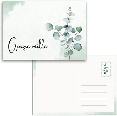 Bedankkaartjes Set A6 Eucalyptus Groen - 20 Stuks Bedankkaarten voor Feestelijke Gelegenheden