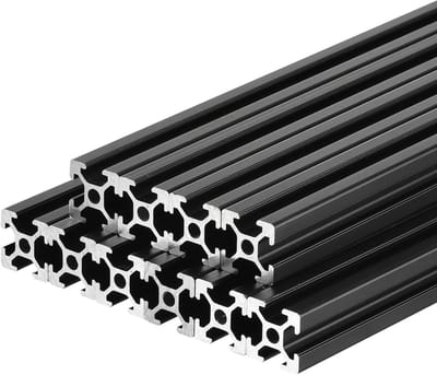 Set van 10 zwarte Aluminium T-Profielen 2020 - 100mm - Europese Standaard Extrusies voor 3D-printers en CNC