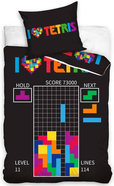 Tetris dekbedovertrek zwart 140 x 200 cm - 70 x 90 cm