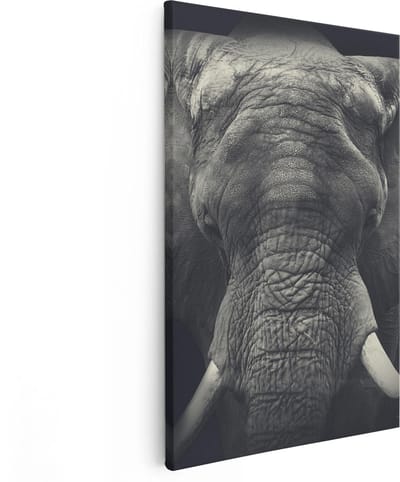 Artaza Canvas Schilderij Olifant - 60x90 cm - Wanddecoratie Dieren - Muurdecoratie Dierenkop - Schilderijen Op Canvas Afrika