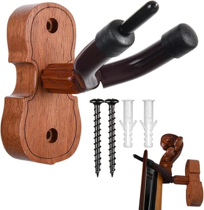 Gitaar Muurbeugel - Gitaarhanger Gitaarsteun - Instrument Opslag - Beschermende Siliconenlaag - 10 x 10 x 10 mm - Mahonie