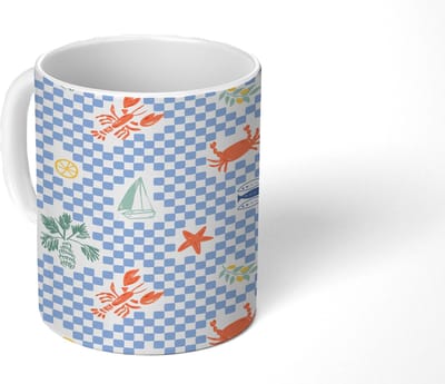 Mok - Koffiemok - Italiaans - Zee - Sfeer - Zeilboot - Citroen - Blauw - Mokken - 350 ML - Beker - Koffiemokken - Theemok