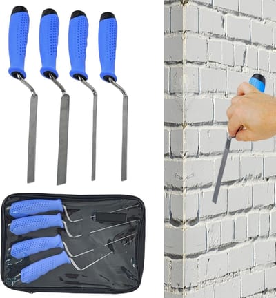 Voeggereedschap Set - Voegspijker Troffels - Pleisterwerken Afwerken - 4 Verwisselbare Maten - 31 x 21 x 4 cm - Zilver