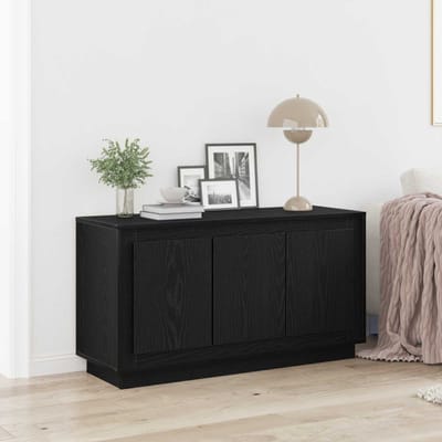 vidaXL - Dressoir - Zwart - Eiken - 102 - x - 35 - x - 55 - cm - Bewerkt - hout