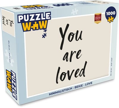 Puzzel Minimalistisch - Beige - Love - Legpuzzel - Puzzel 1000 stukjes volwassenen