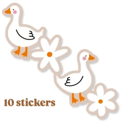 10x Sticker - Gansjes - Baby goose - 4x4.5cm - sluitsticker - cadeausticker