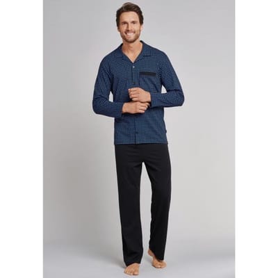 Schiesser Maat XL  Heren Pyjama - Royal - V Hals - Doorknoop