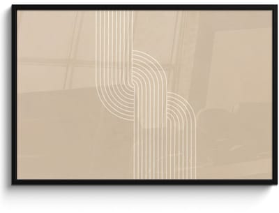 Poster in lijst - Fotolijst 120x80 cm - Posters - Parallelle lijnen - Lichte textuur - Beige - Posterlijst zwart - Decoratie - Wanddecoratie woonkamer - Muurdecoratie slaapkamer