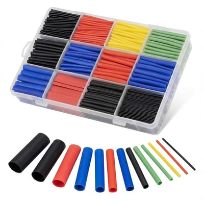 Krimpkousenset, 800 stuks, waterdicht, heat-krimptube, assortiment, zwart, blauw, rood, geel, groen, 1-13 mm, voor kabelisolatie, oplaadkabel