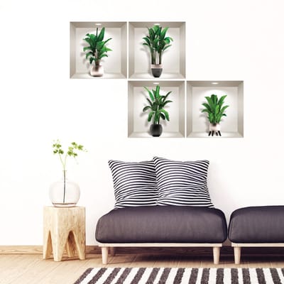3D plantenstickers, exotische palmbladeren, 60 x 60 cm