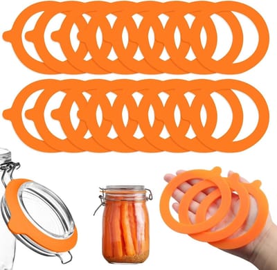 Pak van 15 siliconen rubberen ringen 69 mm - vervangende rubberen ringen voor weckpotten - herbruikbaar - lekvrij - brede hals - oranje