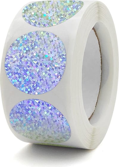DW4Trading Stickerrol Zilver Glitter Rondje Sluitstickers Ø 2,6 cm 500 Stuks