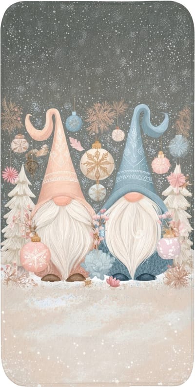 WC mat 60x120 cm - Antislip - Kerst - Gnomen - Pastel - Toiletmat - Vloermat - Douchemat - Toilet tapijt - Toiletmatten