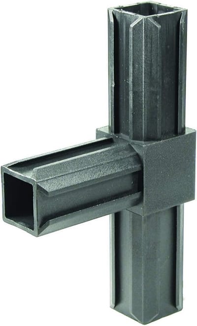 Kunststof T-stuk voor XD-profielen | Zwarte Buisverbinding 30x30 mm