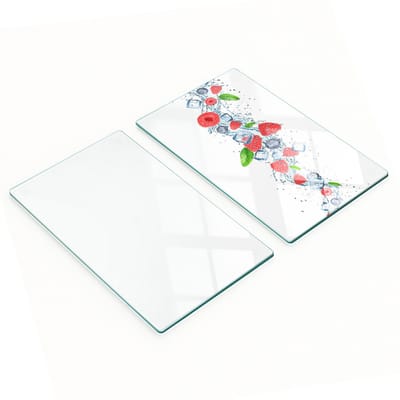 Glazen serveerplanken voor snacks met bosfruit en ijs, 2x30x52 cm