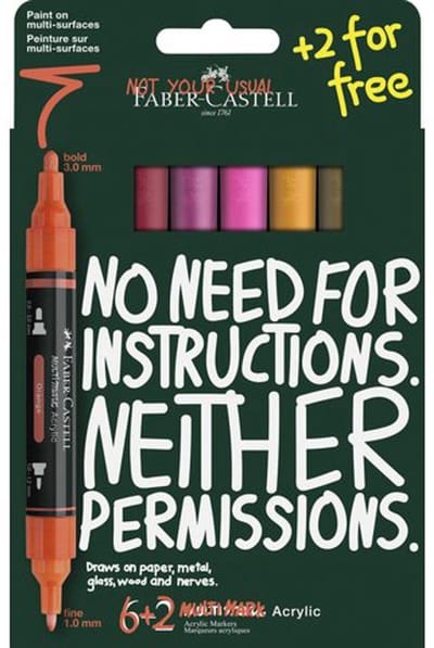 Acrylmarker Faber Castell Multimark Flame kartonetui 6+2 - FC-186019
