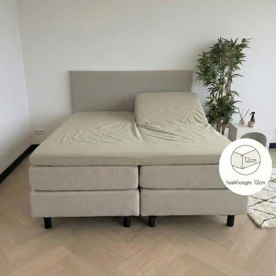 Kayori Sota Splittopper Hoeslaken Premium Tencel - 140-160x200-220cm - Matrasdikte 12 cm - Verkoelend - Saliegroen