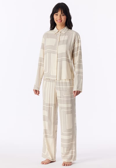 Lang pyjama van geweven stof met seasalt - print - Selected Premium 36