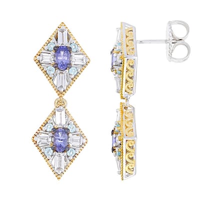 Cavill - Luxe Ovale Tanzaniet Oorbellen - 0,972 ct Edelsteen - 3,132 ct Zirkonia - 925 Sterling Zilver - Handgemaakt Elegant Design
