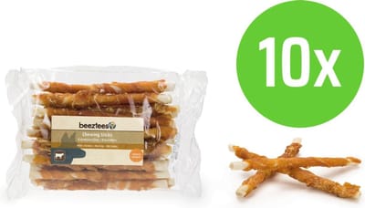 Beeztees Culinair Kauwstaafjes Kip 20 stuks - hondensnack - 10 verpakkingen