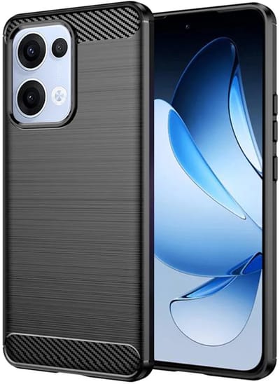Hoesje geschikt voor Oppo Reno13 - Techsuit Carbon Silicone Back Cover - Zwart