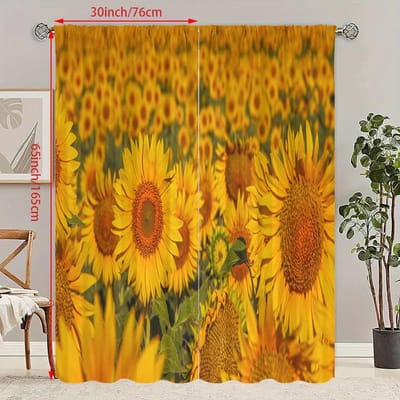 2 STUKS- Zonnebloem - Gedrukt gordijn - Polyestermateriaal - Geschikt voor slaapkamer, woonkamer, studeerkamer (kan worden aangepast) 23Wx59L(60x150CM)x2 yellow