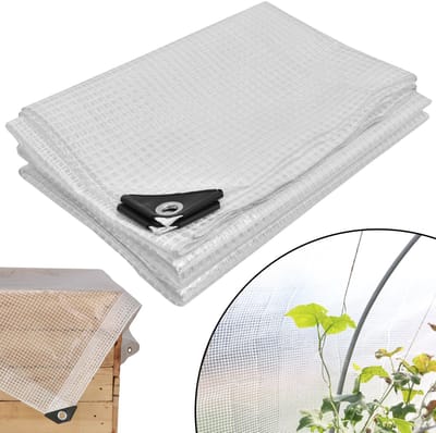 KOTARBAU® Afdekzeil, Polyethyleen, 4 x 5 m, Transparant, Met Ogen, UV-Bestendig, Beschermzeil, Afdekzeil Waterdicht, Zeil Afdekking, Bouwzeil, Tuin, Groot Formaat