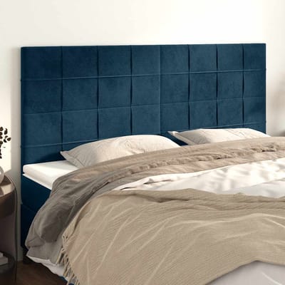 vidaXL - Hoofdbord - donkerblauw - 200x5x118/128 - cm - fluweel