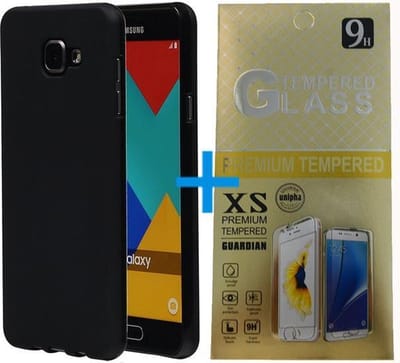 BestCases.nl Zwart TPU silicoon back cover case hoesje met tempered glass screen protector voor Samsung Galaxy A3 2015