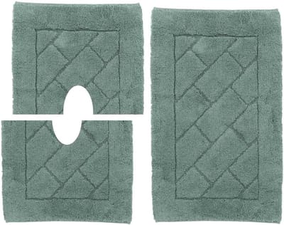 Badkamertapijt - Badmat Set - Voeten Drogen - Antislip Onderkant - Set 3 Pezzi - Groen