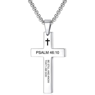 Christelijke Bijbelvers Kruis Hanger Ketting Roestvrij Staal Religieuze Schrift Gebed Sieraden Cadeaus