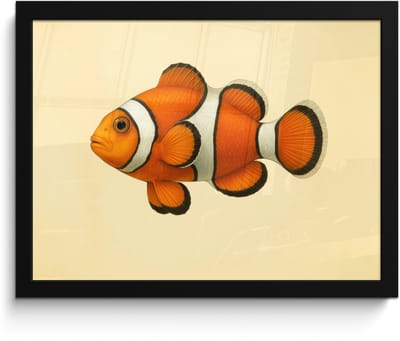Poster in lijst - Fotolijst 40x30 cm - Posters - Vis - Oranje - Strepen - Posterlijst zwart - Decoratie - Wanddecoratie woonkamer - Muurdecoratie slaapkamer