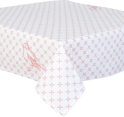 Clayre & Eef Vierkant Tafelkleed FY01 90*90 cm - Roze Katoen Tafellaken Tafellinnen Tafeltextiel