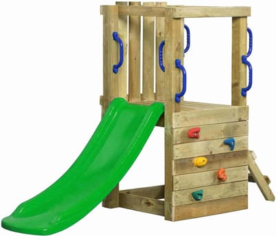 Houten speeltoestel Irma small met appelgroene 120cm glijbaan – 185x70x120cm - SwingKing
