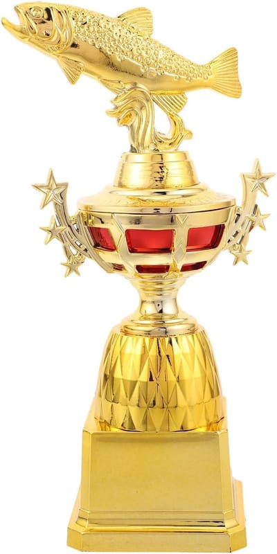 Vis Trofee - Vistrofie Wedstrijd - Viswedstrijd Prijsuitreiking - Metaalachtige Afwerking - 22 x 10 x 72 cm - Goud