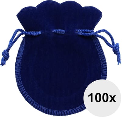 Fako Bijoux® - Fluweel Cadeau Zakjes Mini - Velours - 6.5x7.5cm - Royal Blauw - Koningsblauw - 100 Stuks
