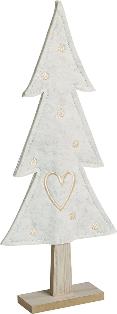 Kerstboomvilt decoratie met hart crème beige H35cm 2 st, 2 Stück