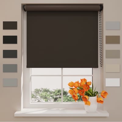 DTCH® Rolgordijn Verduisterend - Easy Match - Donker Bruin - 40 x 190 cm - Rolgordijn zonder boren - Maten van 40 t/m 240 cm breed